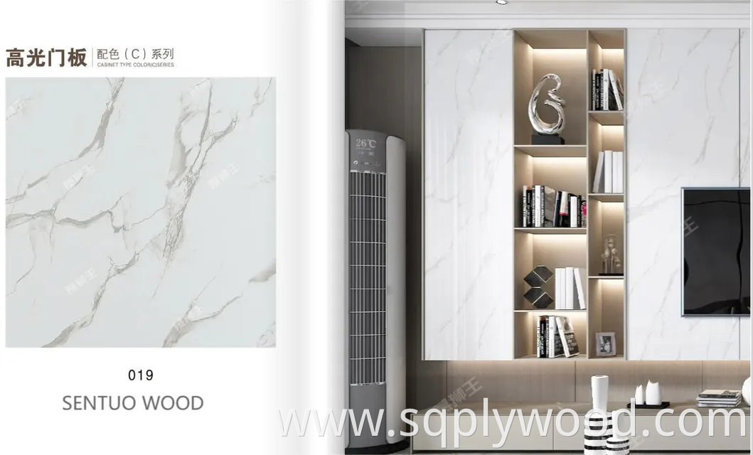 for Interior Wall Panel UV Glossy Laminated Pet Particleboard Melamine MDF